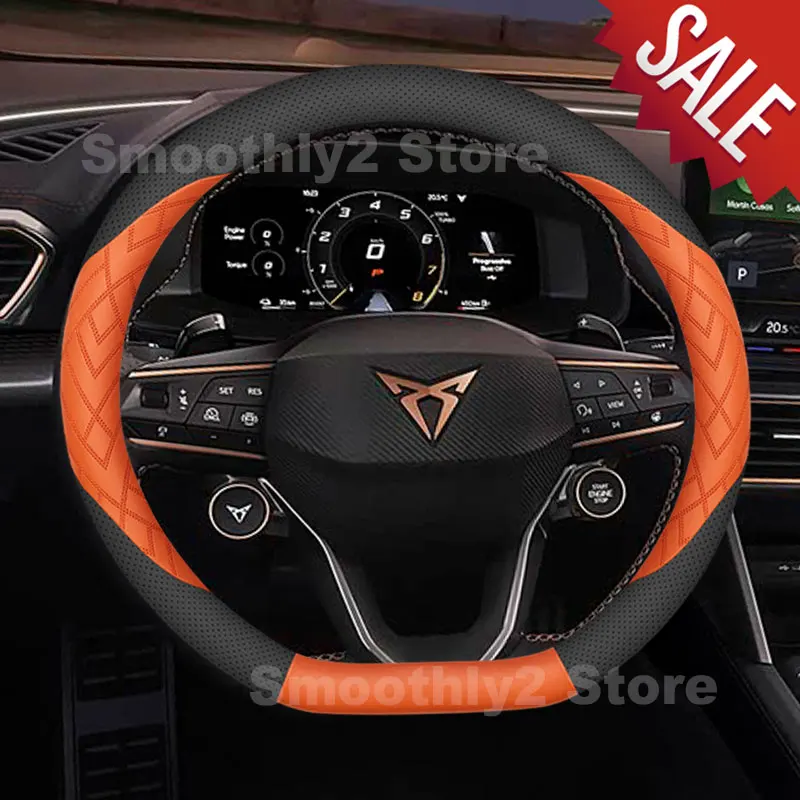 Car Leather Steering Wheel Cover For Cupra Leon Formentor Born Terramar 2024 2025 2026 Interior Accessories