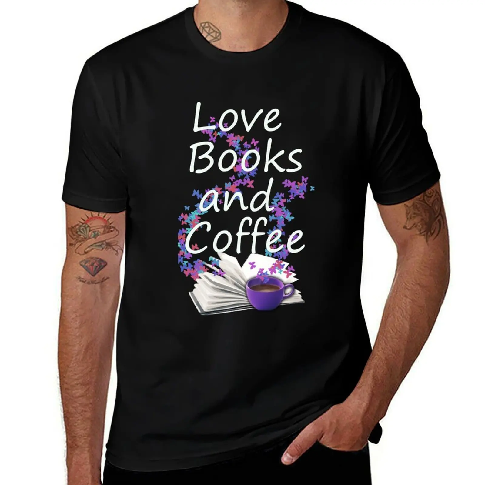 

Love Books and Coffee T-Shirt shirts graphic tees graphic shirts graphic t shirt vintage mens white t shirts