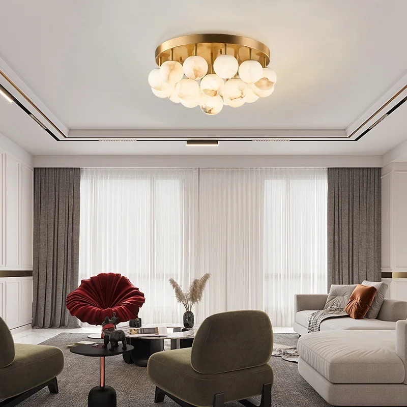 Modern simple marble living room chandelier dining room bedroom lamp villa lamp