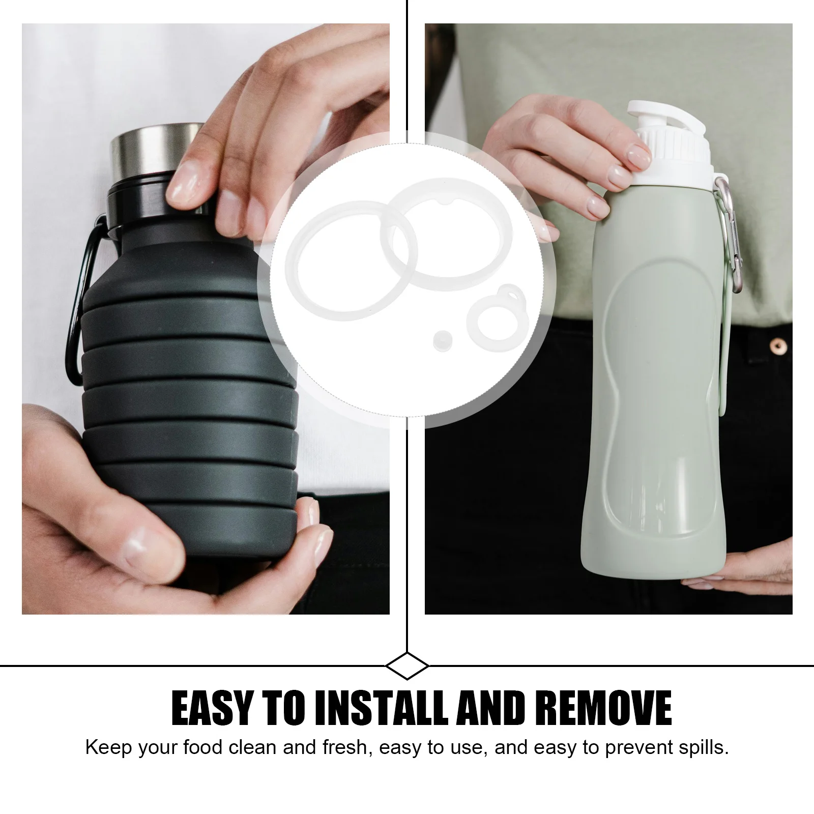 

1 Set Of Silicone Sealing For Water Bottle Gasket Replacement Insulated Container Seal Ring Elastic Bottle Sealing Tool Reusable