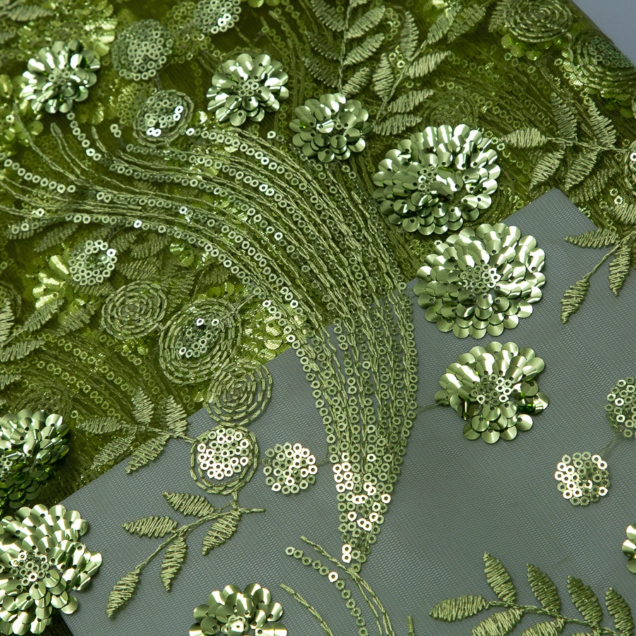 SJD LACE French Mesh Sequins Lace Fabric 2026 High Quality African Tulle Mesh Lace Fabric with Sequins For Women Party Dress3733