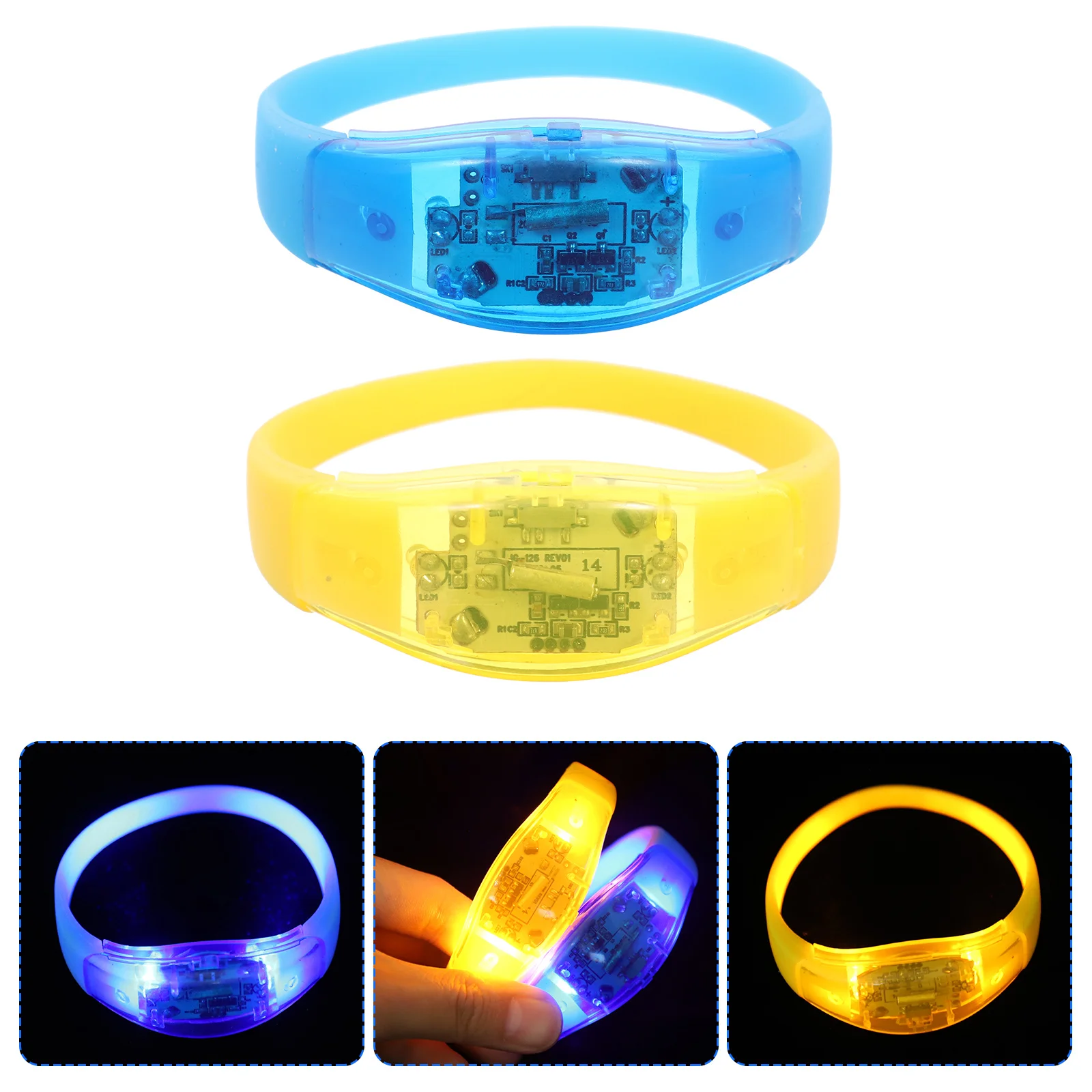 

2Pcs Party Glowing Bracelets Silicone Glow Wristbands Night Running Camping Concerts Glow in The Dark Accessories