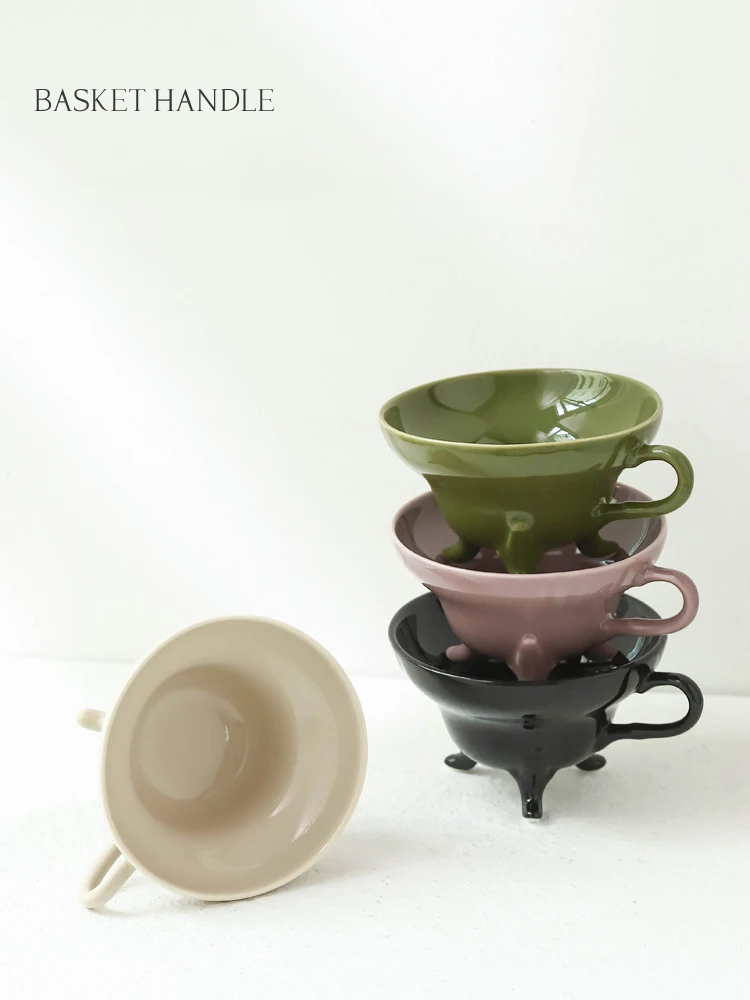 Винтажная однотонная керамическая кофейная чашка, креативный Трипод для итальянского эспрессо, кружка, Европейский послеобеденный чай, десертные чашки, посуда для питья