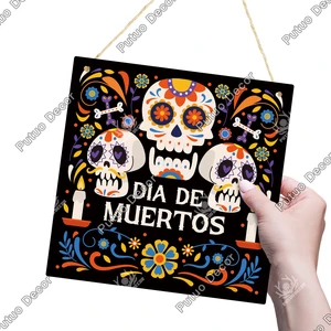 Putuo-decoration hanging wall signal, Mexican style, head flower, skull, day of the dead, 7.8x7.8 inches 6 Main Sales Mexican Skull - №4
