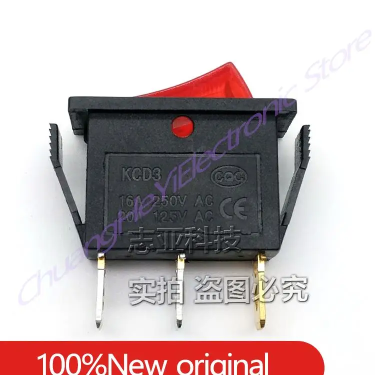 Ship Type Switch KCD3 with Light 3 Pin 2 Speed 16A/250V/20A/125V High Current Warping Switch