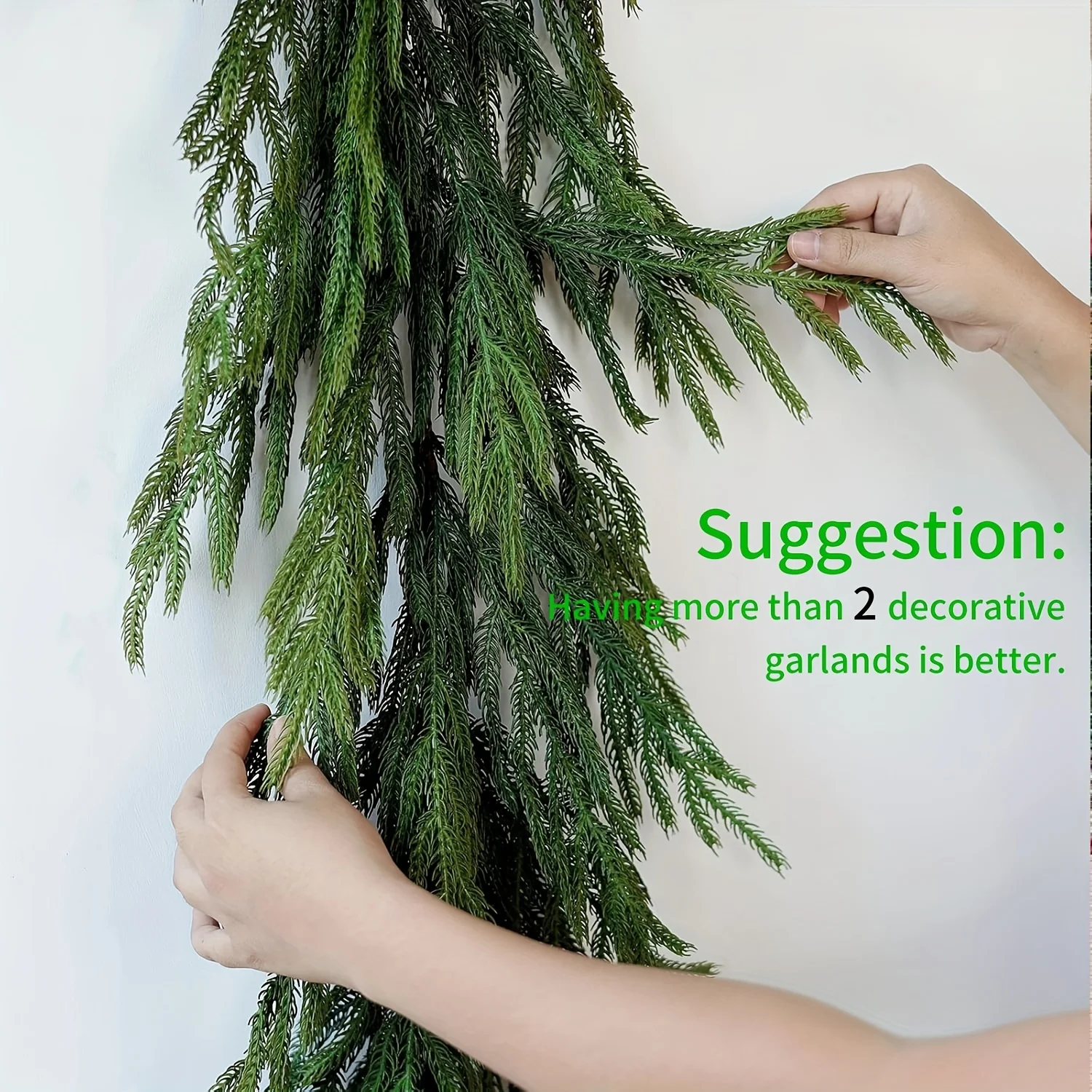 1 قطعة نورفولك الاصطناعي الصنوبر إكليل عيد الميلاد وهمية الأخضر جارلاند الباب الأمامي الجدران الشرفات ديكور المنزل عيد الميلاد ديكور زينة عيد الميلاد #2