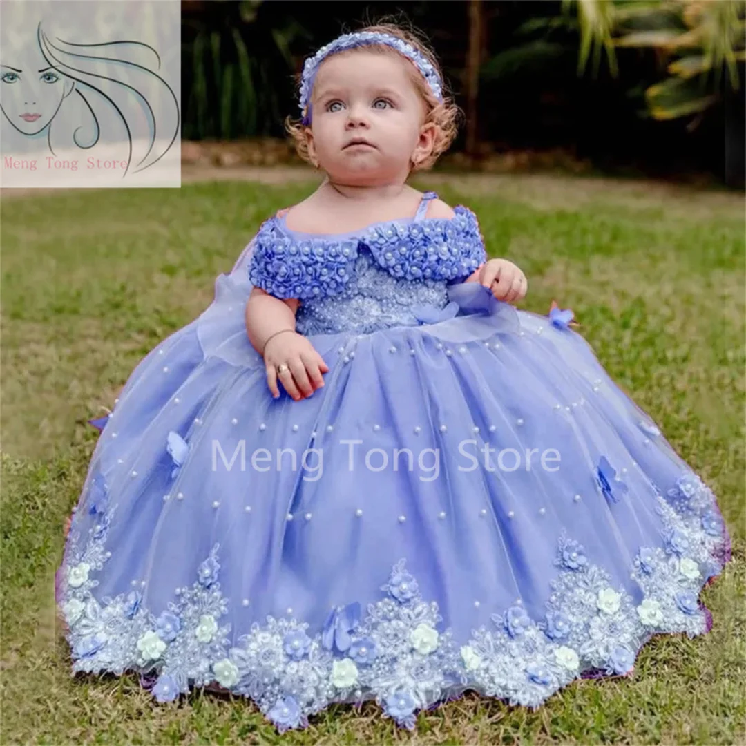 Flower Girl Dress Flower Girl Dresses Tulle Pearls Butterfly Flowers Short Sleeve For Wedding Birthday Party Banquet Princess Go