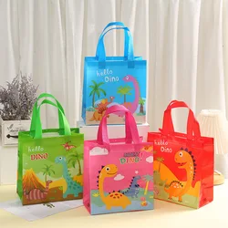12pcs Cartoon Dinosaur Non-Woven Tote Bags Dino Reusable Grocery Bag Baby Shower Kid Birthday Party Decorations Snacks Gift Bags