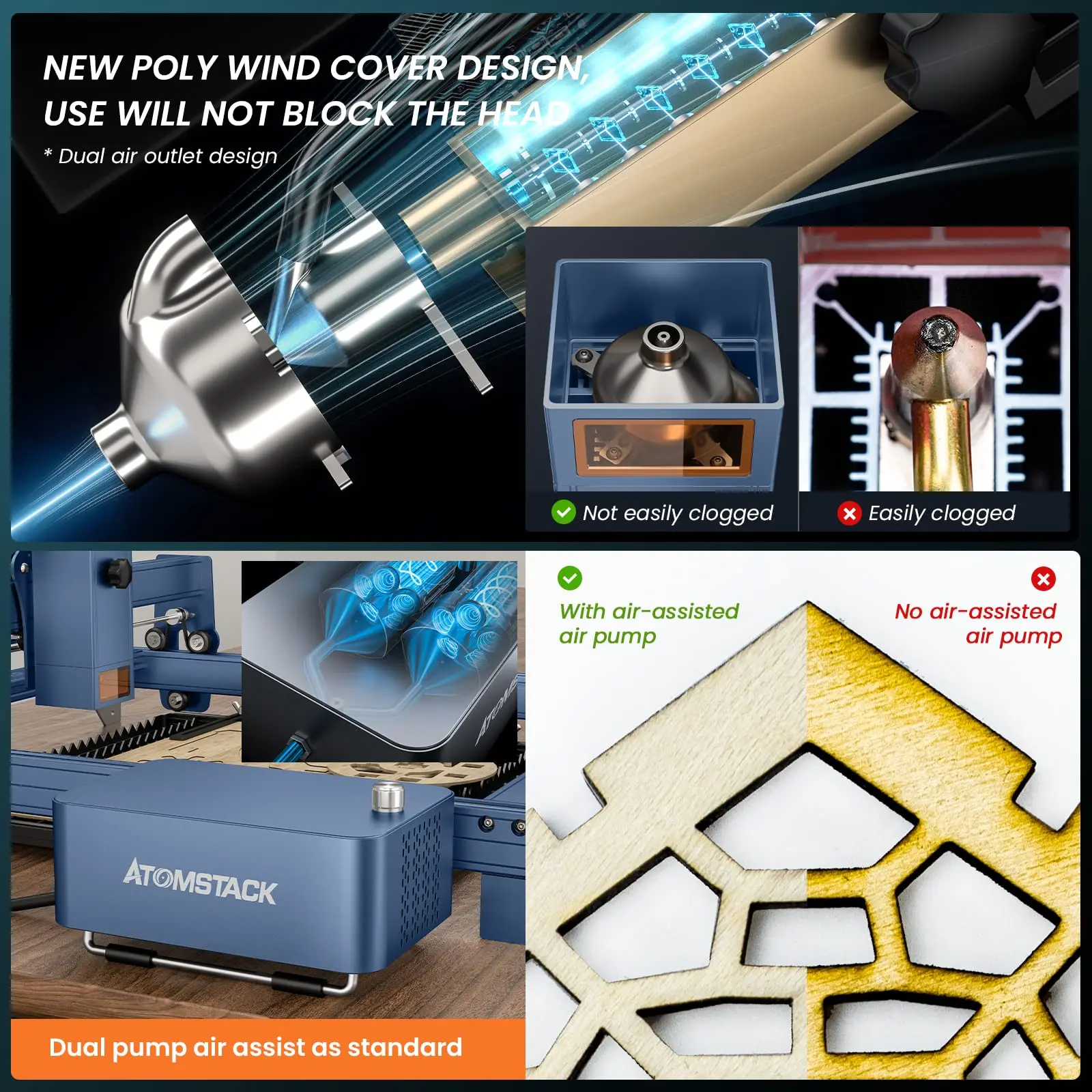 Atomstack A30 X30 S30 Pro Laser Engraving Machine With AC1 Lightburn Camera Air Assist 33W Output CNC DIY Cutter For Wood Metal