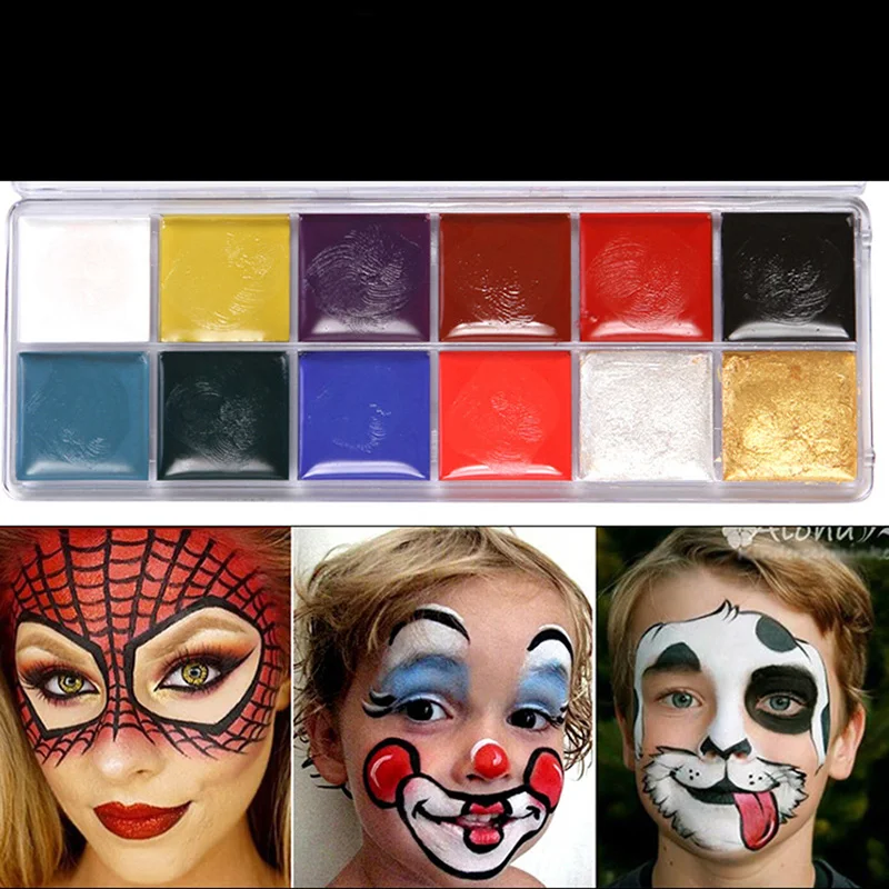 12 Colors Face Body Art Painting Body Paint Oil Painting Tattoo Makeup Cosmetic Bodypainting Halloween Party