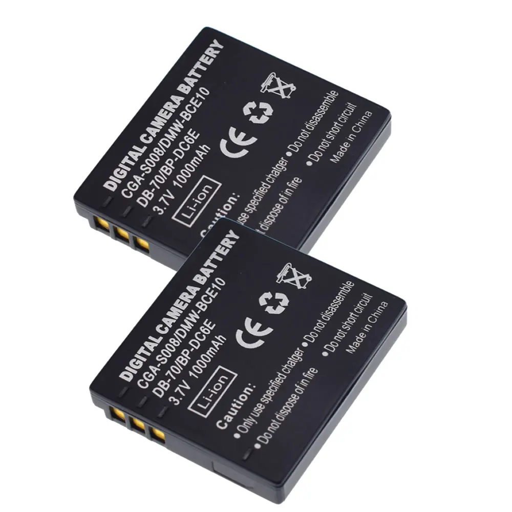 2Pcs CGA-S008 DMW-BCE10 Battery for Panasonic Lumix DMC-FX35 DMC-FX37 DMC-FX500 DMC-FX55