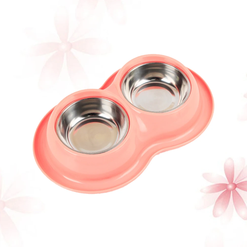 

Double Dog Feeder Cat Pet Feeding Bowl Stainless Steel Easy Clean Separate Tray For Small Pets Food Water Bowl Pet Supplies