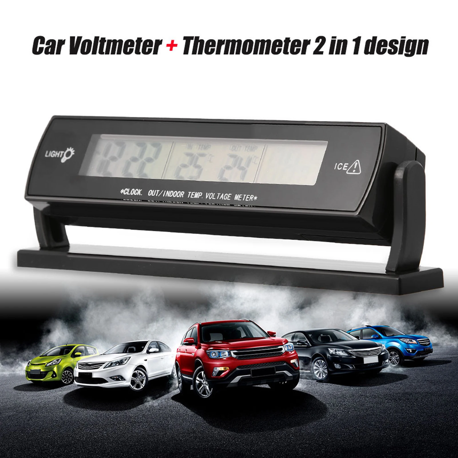 

Car Voltmeter Car Temperature Meter High Accuracy Auto Car Temperature Voltage Monitor Thermometer Voltmeter Digital LCD Display