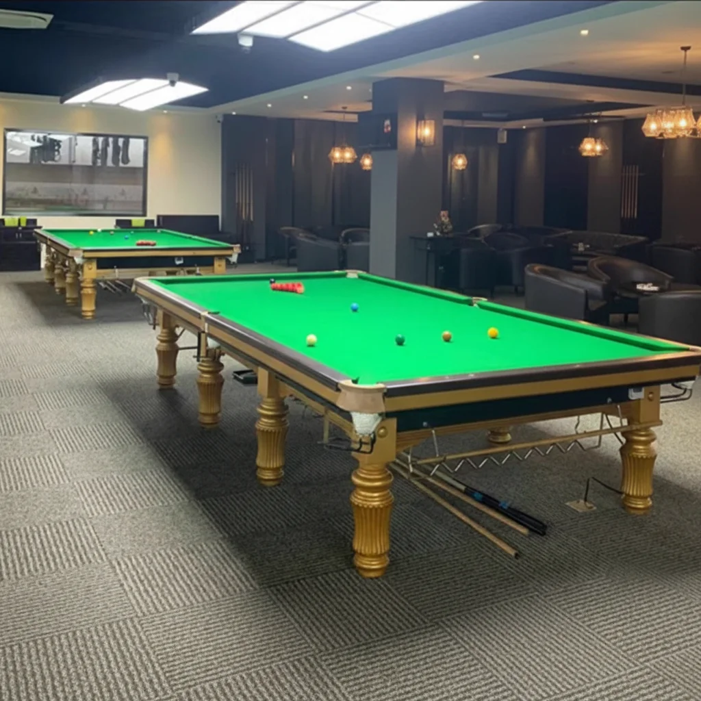 Solid Wood Indoor Snooker Table-Green Cloth Leather Pockets Automatic Ball Return for Commercial & Home Billiard view 4