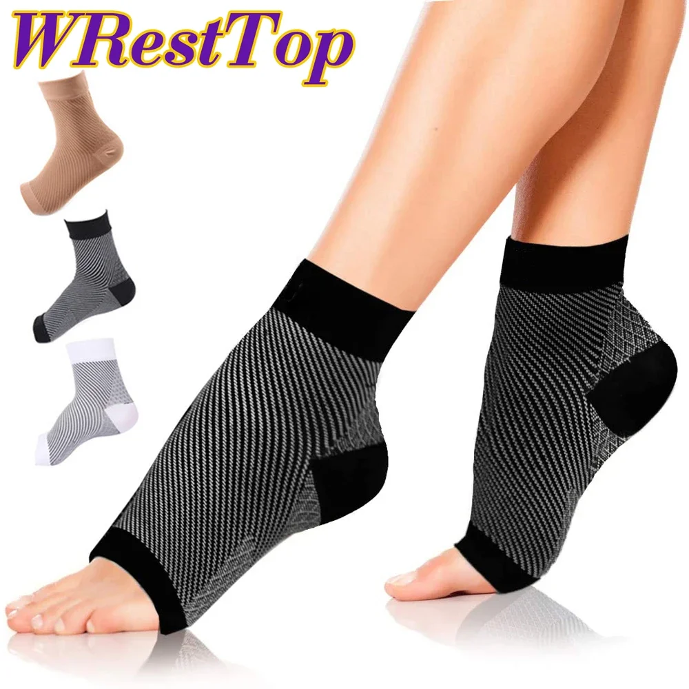 1Pair Plantar Fasciitis Compression Sleeve Toeless Ankle Socks for Men Women Arch Support Injury Recovery Tendonitis Joint Pain