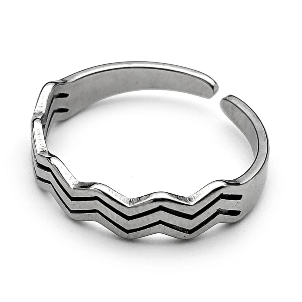 غير النظامية هندسية موجة خواتم للنساء الرجال الفولاذ المقاوم للصدأ الفضة اللون موضة حفلة تصميم جديد فنجر الإكسسوارات مجوهرات هدية