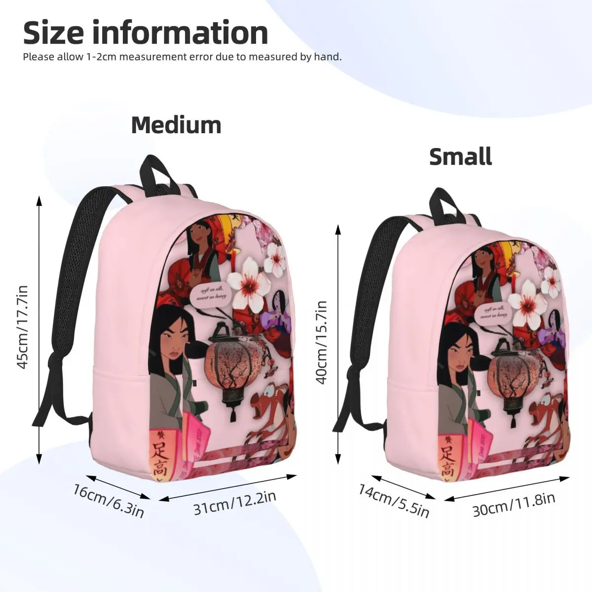 Mochila personalizada de dibujos animados para hombre y mujer, morral para ordenador portátil de princesa Mulan, mochila informal para estudiantes universitarios