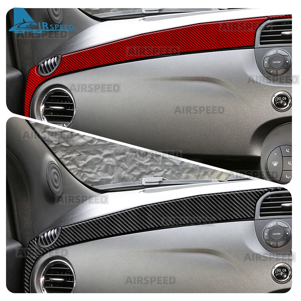 

Soft Carbon Fiber Sticker For Fiat 500 500C 08-15 For Abarth 595 695 595C 695C 2012 2013 2014 2015 LHD RHD Instrument Strip Trim