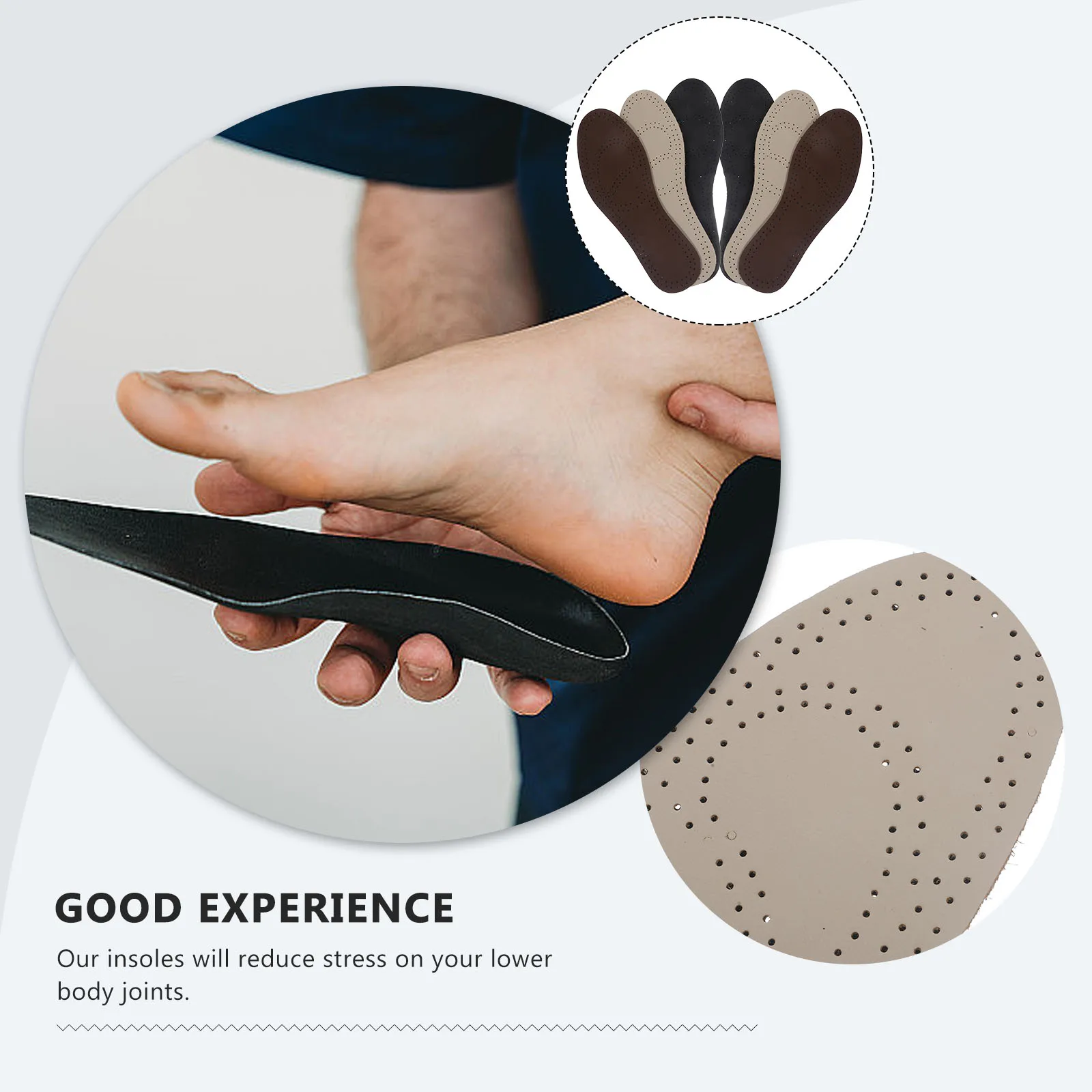 

3 Pairs/1 Shoe Insoles Pads Shock-absorbing Cushions High Elasticity Breathable Shoes Cowhide