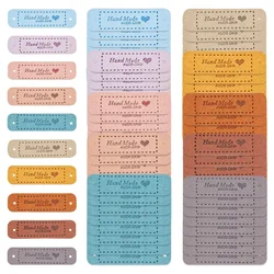 50/20PCS 10 Colors PU Leather Label Tags Rectangle Clothing Embossed Label Handmade Tag for DIY Bags Sewing Clothing Accessories