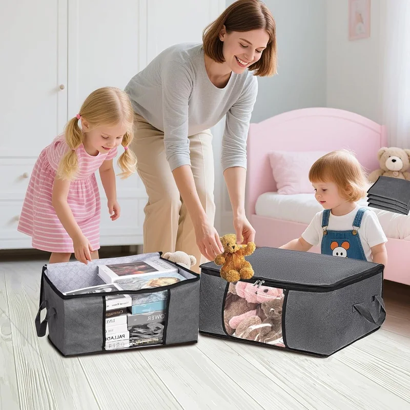 Aufbewahrungstasche, große Kapazität, Steppdecke, Kleidung, Decke, Aufbewahrungstaschen, faltbar, feuchtigkeitsbeständig, staubdicht, Schlafzimmer, Schrank, Kleidung, Organizer – Detail 3
