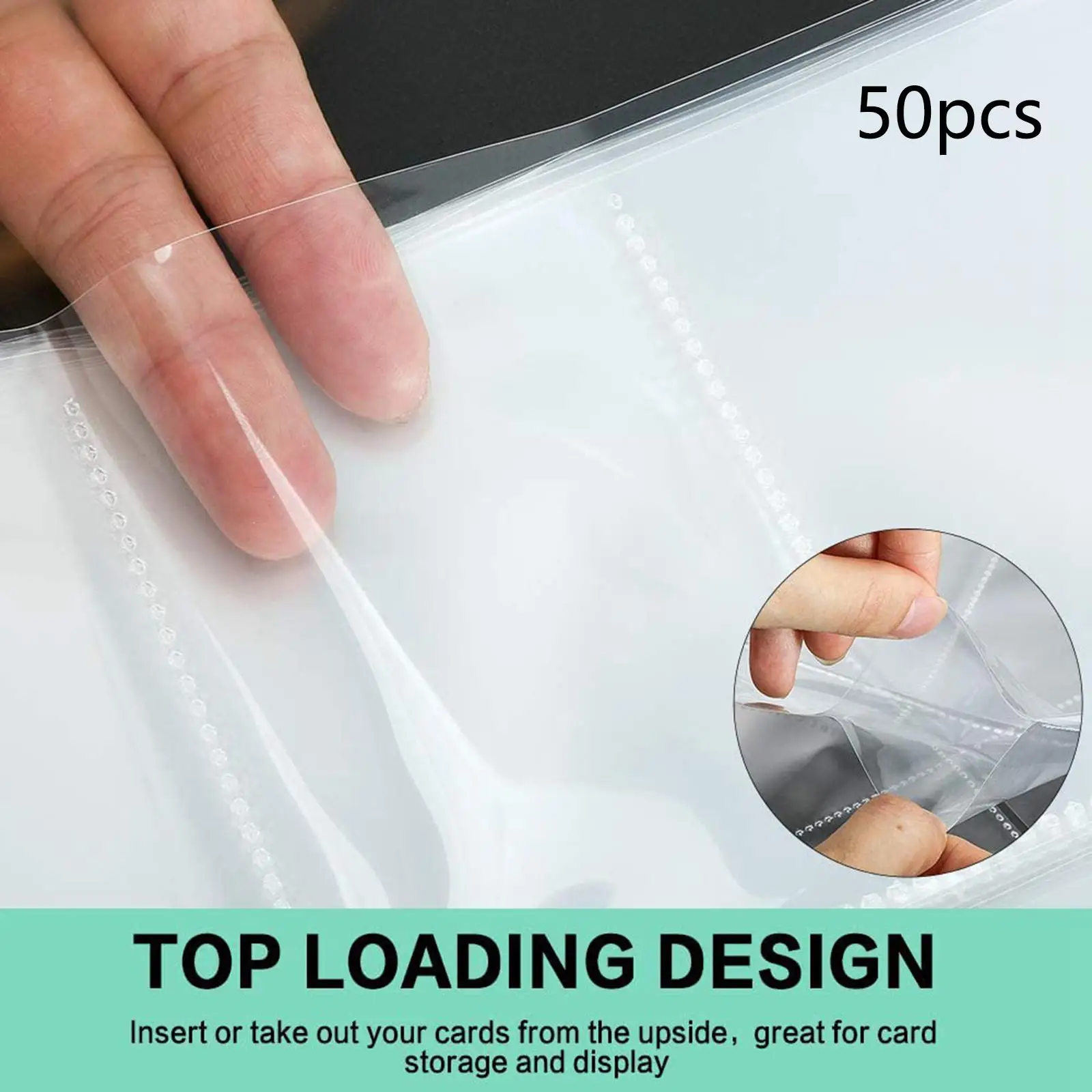 50Pcs Trading Card Sleeves page ,Large Capacity ,Transparent Pocket Card Protectors Activity Binder Sleeves for Business Cards