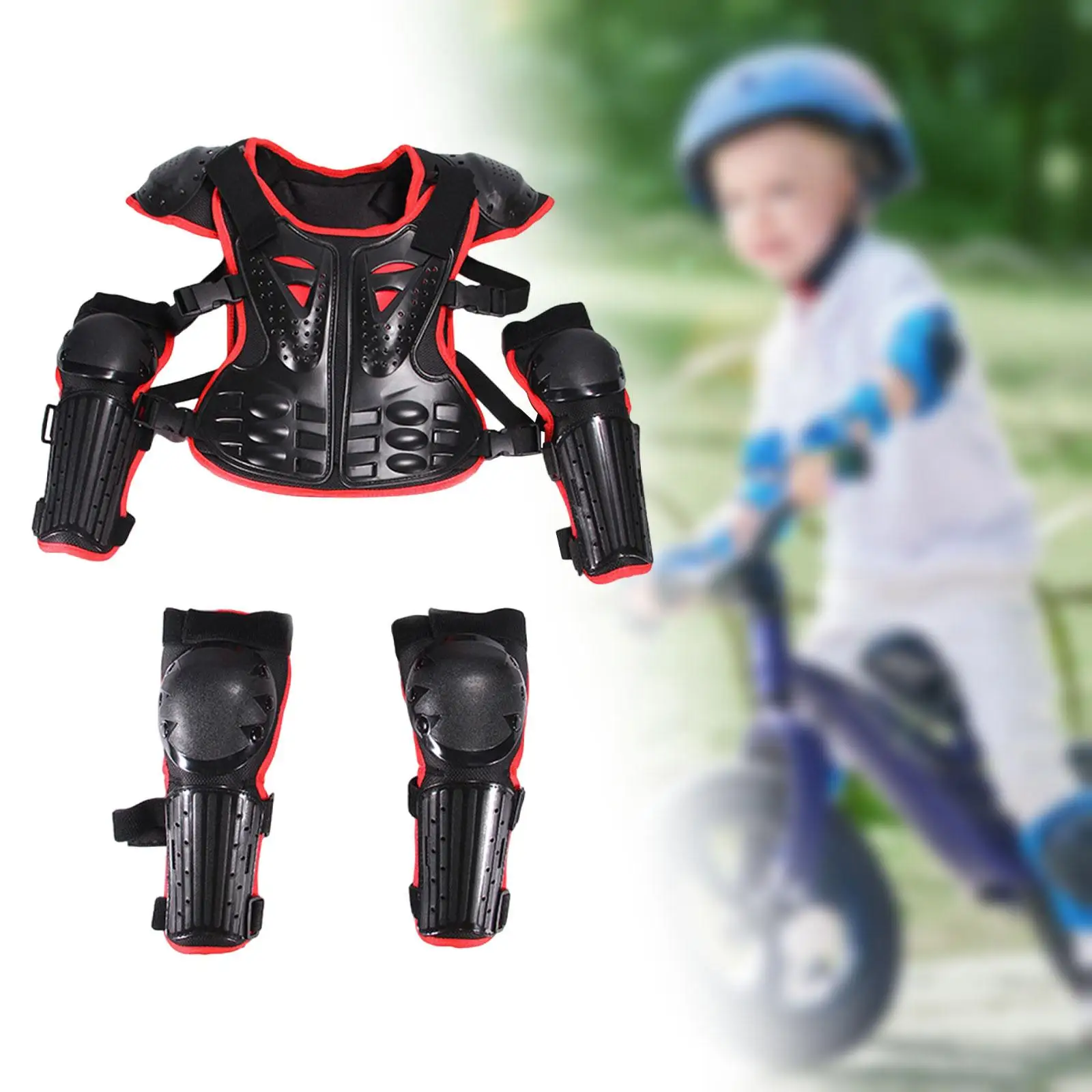 

Kids Motocross Gear Comfortable Chest Protector with Knee Shin Elbow Guards for Riding Skating