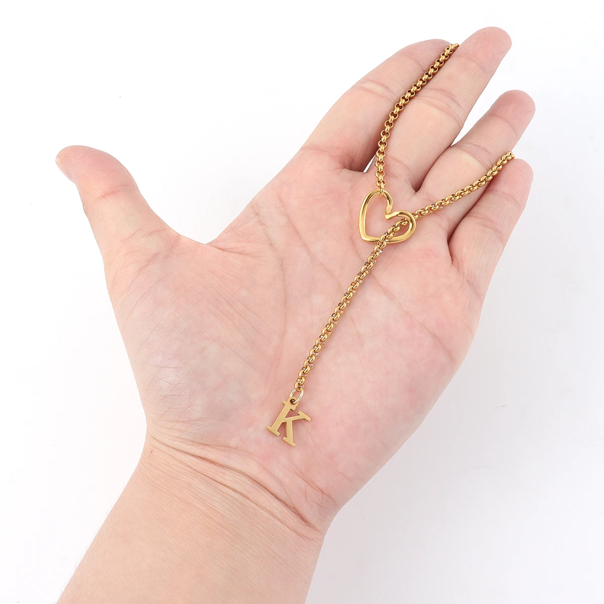 Vergoldete Initial-Herz-Buchstaben-Halskette für Damen und Herren, personalisierter Schmuck, Geburtstagsgeschenk, Alltagsschmuck, Jubiläumsgeschenk – Detail 2