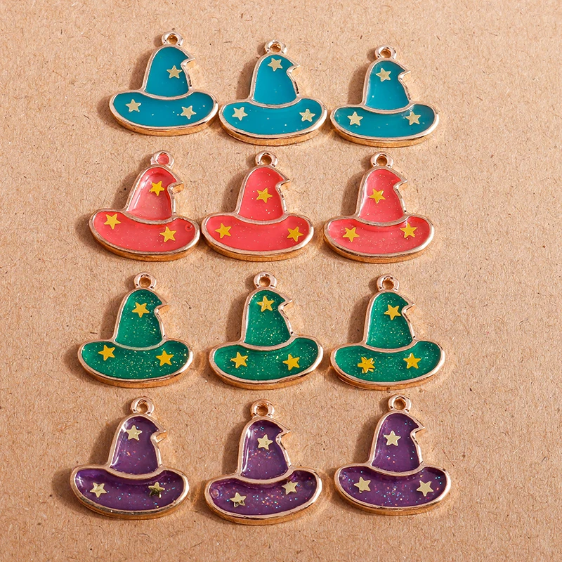 10 Stück 22x30mm Cartoon-Emaille-Hexen-Anhänger für die Schmuckherstellung, niedliche Ohrhänger, Halsketten, DIY-Bastelzubehör für Frauen – Detail 6
