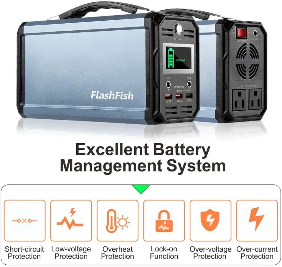 300W Solar Generator FlashFish 60000mAh Portable Power Station Camping Potable Generator CPAP Battery Recharged by Solar Panel