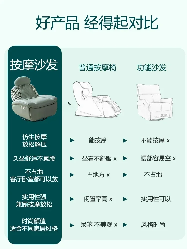 أريكة كسولة واحدة من الدرجة الأولى لغرفة المعيشة وشرفة ترفيهية منزلية كهربائية مستلق للتدليك أريكة متعددة الوظائف