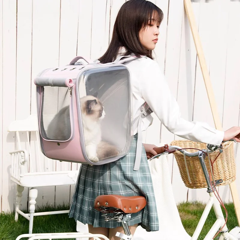 

Cat Carrier, Double Sided Transparent Pet Cat Carrier, Ventilated Design for Carrying Cats, Large Space Pet Carrier Backpack