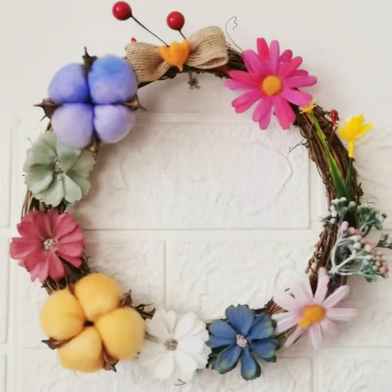 Christmas Wreath Handmade Artificial Flowers Farmhouse Garlands Christmas Decorations Door Crown wedding Decoration Home Decor