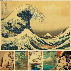 Japanese Landscape Series Retro Poster Kraft Paper Prints Posters Vintage Home Room Bar Cafe Decor Aesthetic Art Wall Paintings
