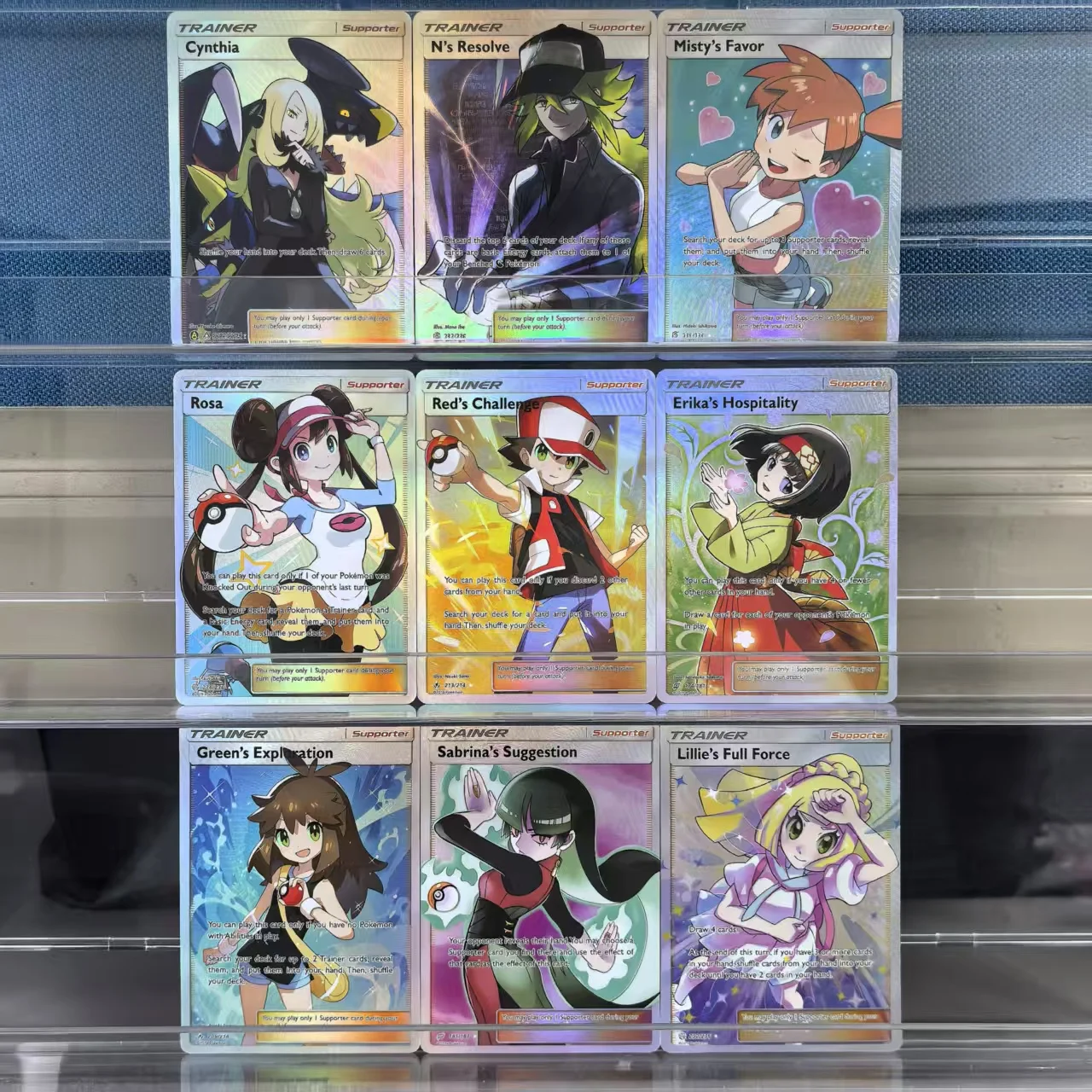 

9Pcs PTCG English Pokemon Collection Cards Challenge Favor Full Force Cynthia Ns Resolve Rosa Classic Game Anime Cards Gift Toy