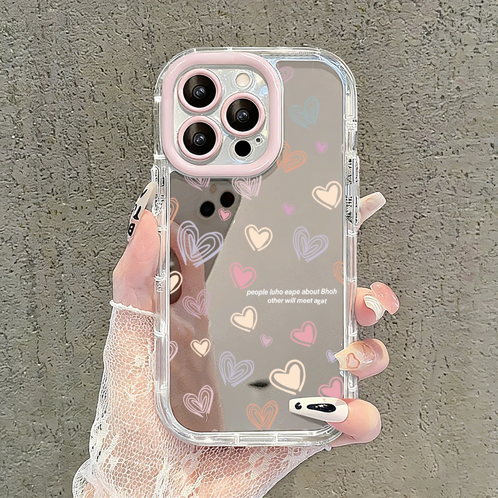 Niedliche Wildblumen- und Unkraut-Motiv Air Cushion Spiegel Handyhülle für iPhone 17 15 14 16 Pro Max 13 12 11 Pro XR XS 7 8 Plus 17Air Girl Cover – Detail 37