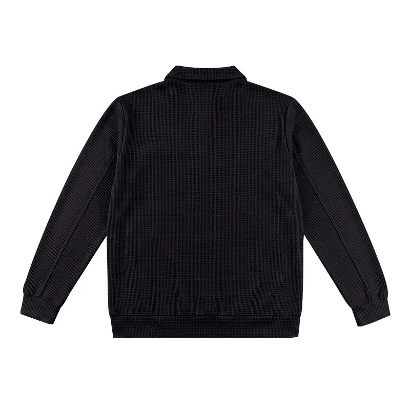 Solid Color Outerwear S M Mens Waffle Jacket Polyester Fabric Medium Elasticity Full Zip Closure Waffle Texture