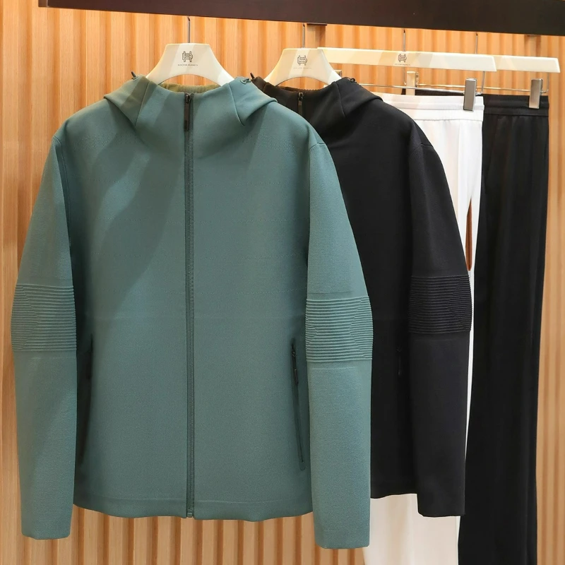 

Осенний новый мужской роскошный полностью герметичный вязаный пиджак с капюшоном на молнии, рождественский цвет