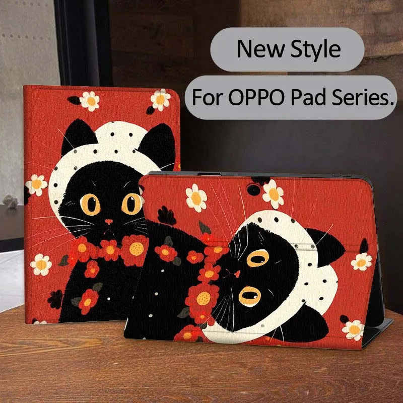 

Elegant Retro Cat Pattern For OPPO Realme Pad 3 11 2 4 Pro Air Neo SE X 11 11.61 11.4 12.1 13.2 Inch Tablet Case