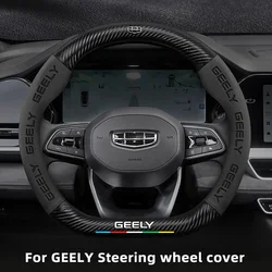 For Geely Geometry C Monjaro Coolray Tugella GX3 Atlas Emgrand EC7 GC6 GC9 CK EC8 Carbon Fiber Suede Car Steering Wheel Cover