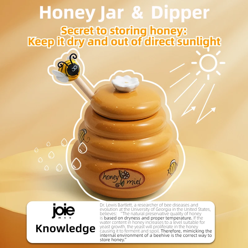 Joie 150ml Ceramic Honey Jar with Lid & Dipper
