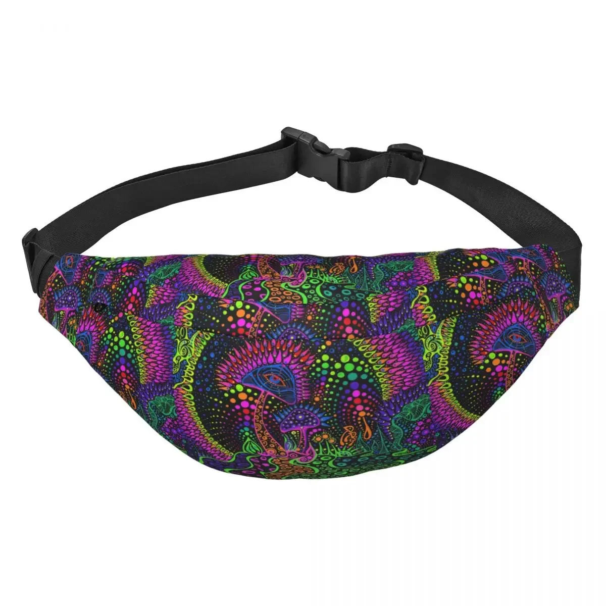 Casual Psychedelic Magic Mushrooms Print Lava Fanny Pack Women Men Sling Crossbody Waist Bag Travel Cycling Phone Money Pouch