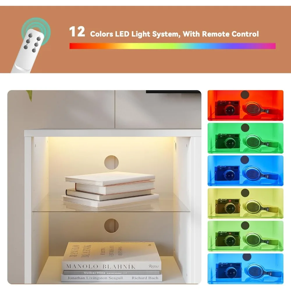 مركز ترفيهي حديث مع 36 مدفأة و6 أرفف وخزائن لأجهزة التلفاز حتى 80 - حامل تلفزيون أنيق للمسرح المنزلي