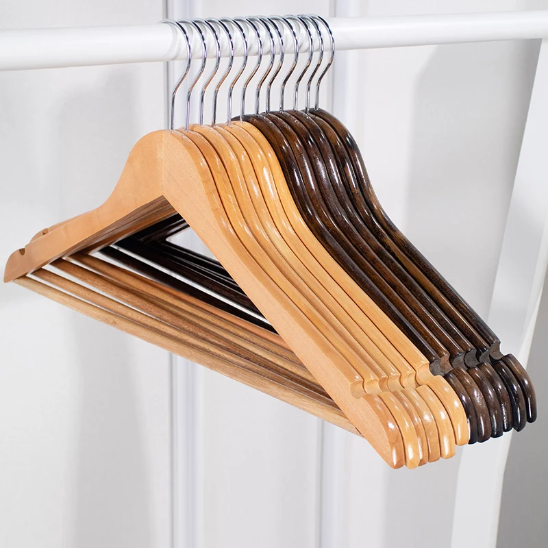 Hanger solid wood anti-slip non-marking clothes hanging household clothes drying brace hook wooden clothing store special drying