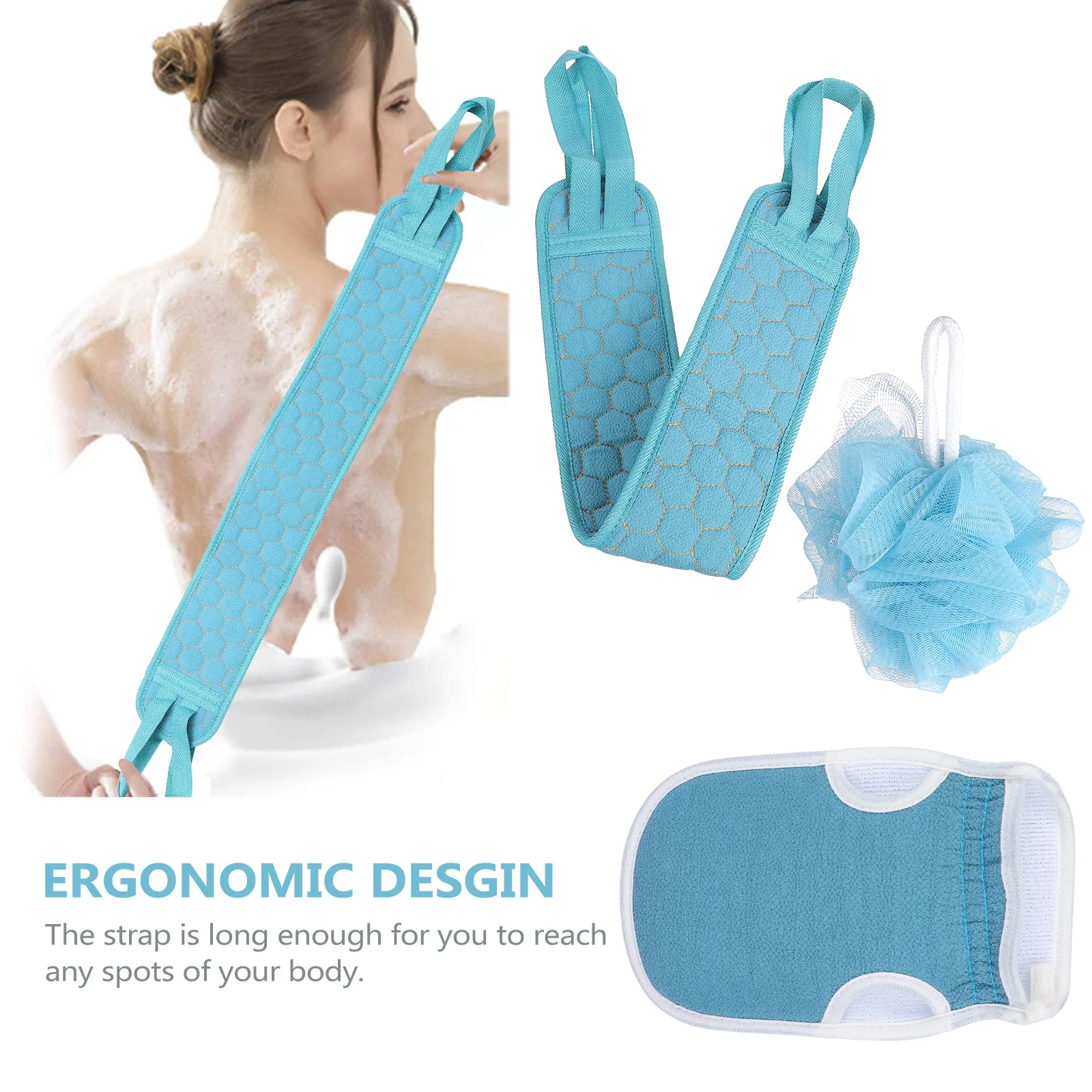 3 قطعة منشفة حمام الغسيل الخلفي التقشير شريط طويل قفازات الدش التنظيف العميق الجسم غسل منشفة عدة لأكتاف الظهر الرقبة #3