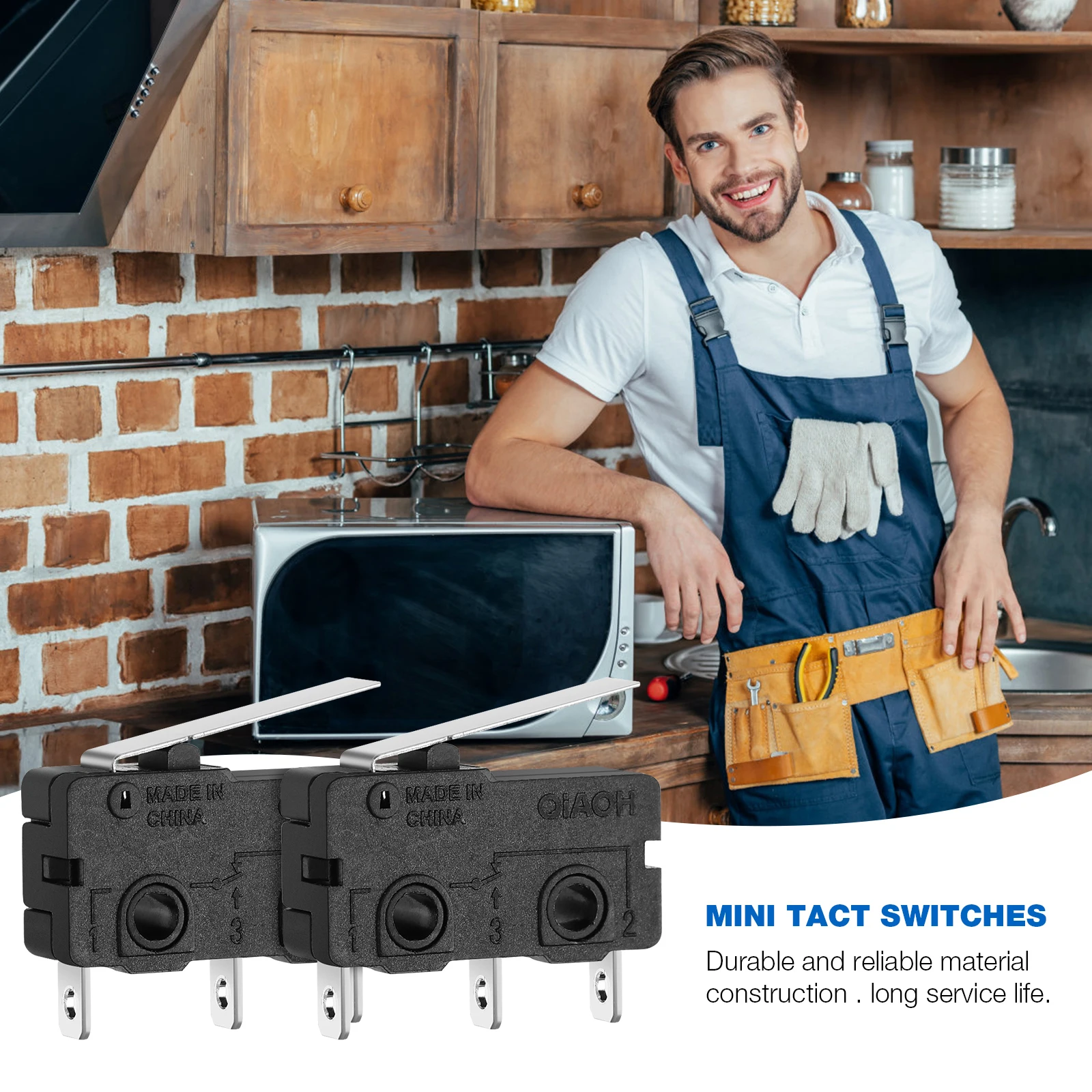 

10Pcs Micro Switch Durable Multifunctional Miniature Limit Switches High Performance Long Life for Electronic Equipment Home Use