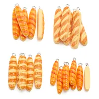 10pcs Cute Baguette Resin Charms Funny Bakery Bread Cake Food Pendants for Earring Necklace Keychain Diy Jewelry Making Supplies