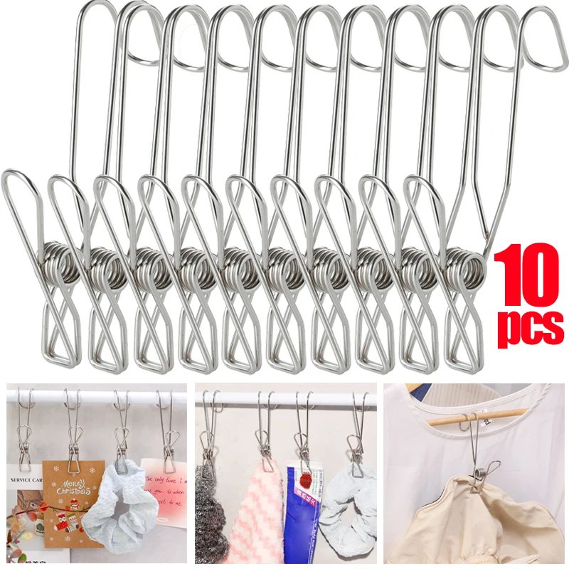 Stainless Steel Clothes Pegs Long Tail Hook Clips Bathroom Towel Clip Multipurpose Clothes Socks Pegs Organizer Hook Clothespin