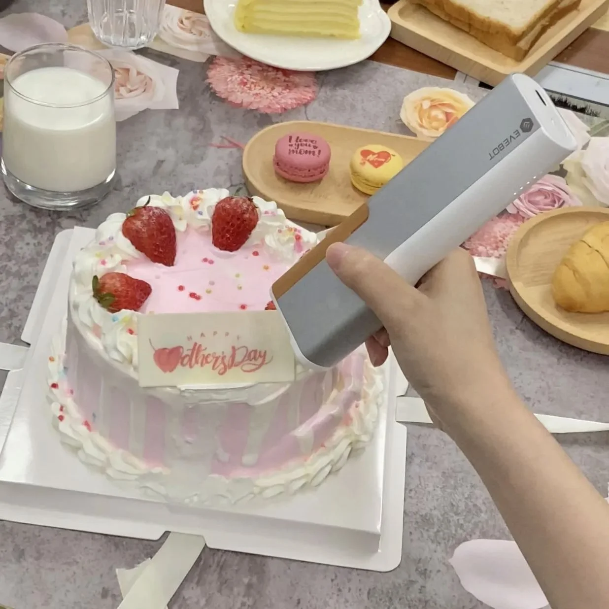 （2026）hot2025 Evebot Semi-Automatic Handheld Food Grade Printer Printpen Food Cake Beer Coffee Macaron Bread Cookie Printer