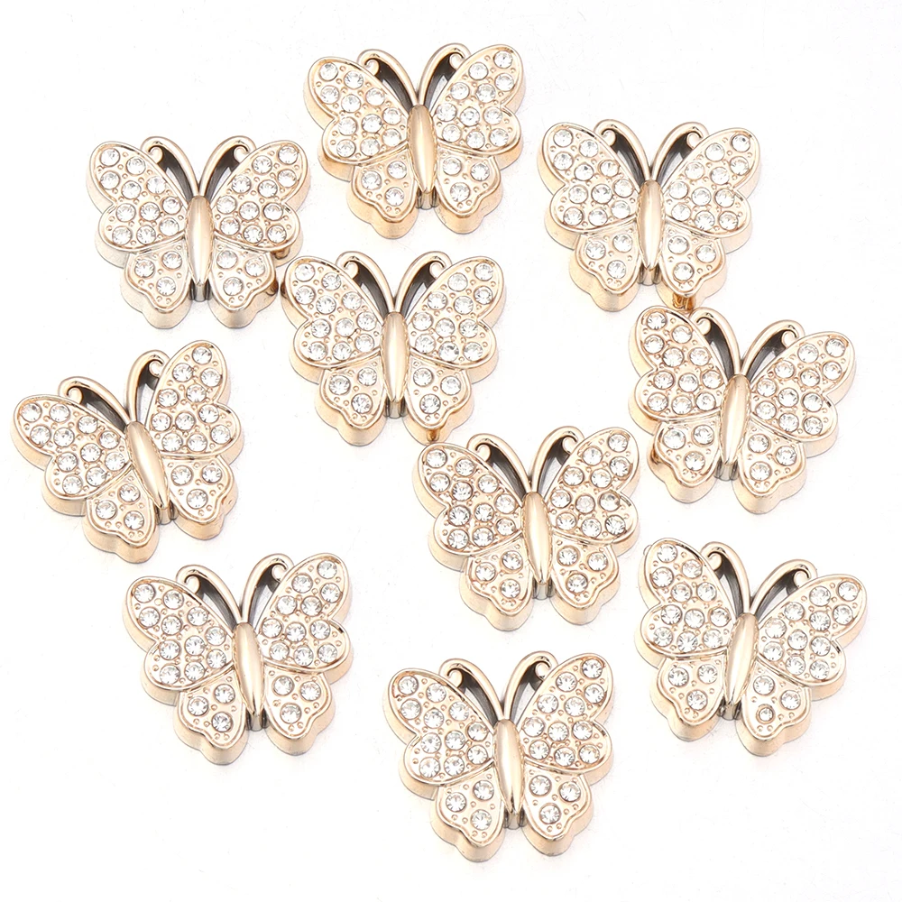 10pcs Gold Acrylic Butterfly Patch Ornaments for DIY Accessories